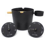 SaunaLife Essentials Set 5 aluminum sauna bucket and ladle with thermometer and hygrometer