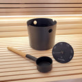 SaunaLife Essentials Set 6 aluminum sauna bucket and ladle with thermometer, Black