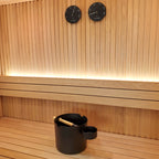 SaunaLife Essentials Set 5 aluminum sauna bucket and ladle with thermometer and hygrometer