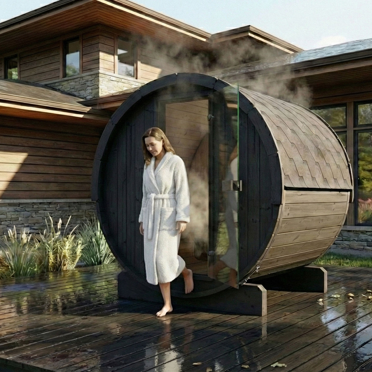 SaunaLife E7 Ergo Series 4-person Outdoor Barrel Sauna