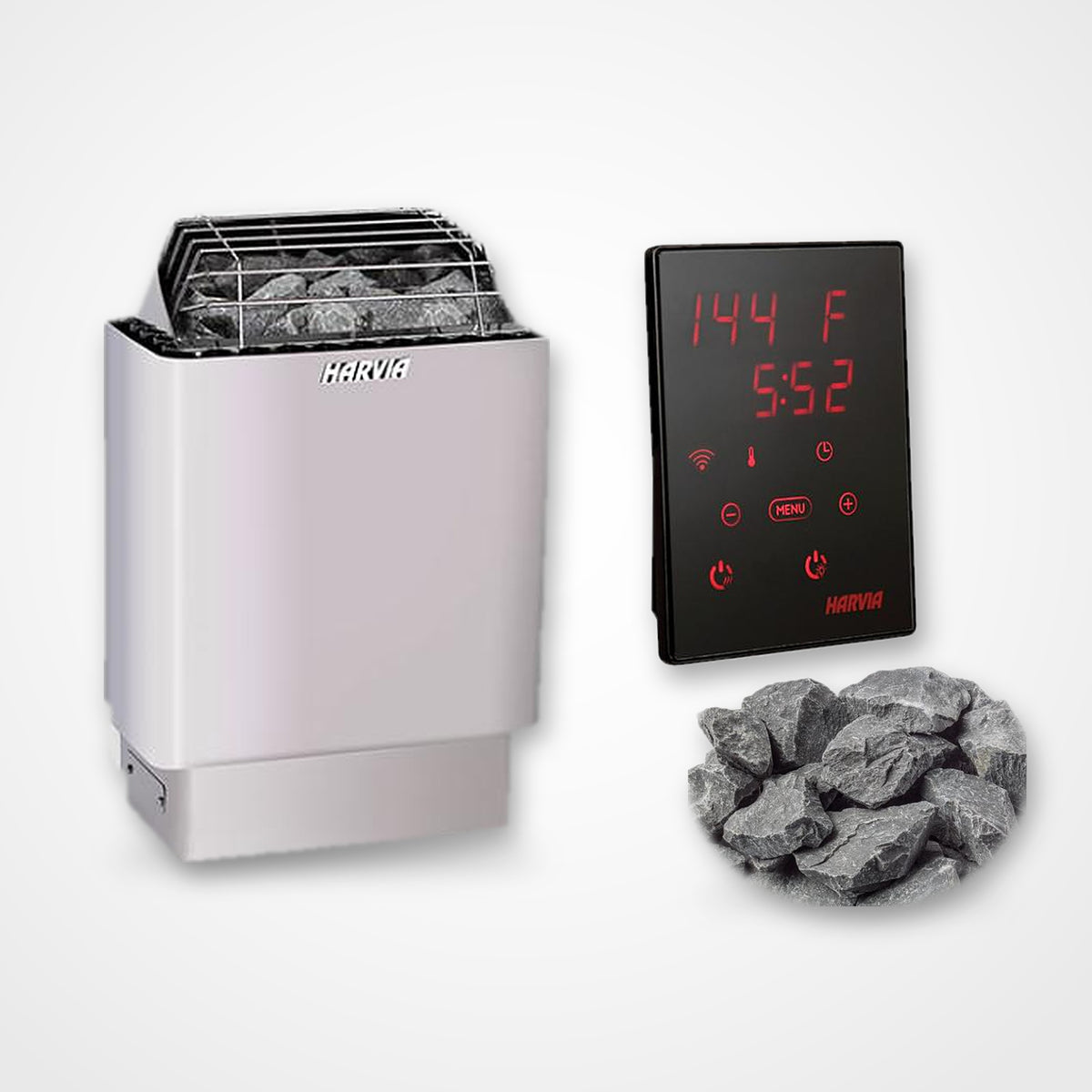 Harvia KIP 4.5kW Sauna Heater with Xenio Wi-Fi control and sauna stones