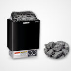 Harvia KIP 8kW Sauna Heater in black with built-in controls and sauna stones