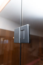 Glass door handle on the Dundalk Leisurecraft Element Nook 1-2 Person Traditional Indoor Sauna