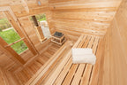 Interior of the Dundalk CT Luna 4-Person Outdoor Sauna with window and benches