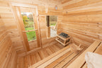 Window, heater and benches inside the Dundalk CT Luna 4-Person Outdoor Sauna