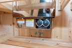 Digital heater controls inside the Dundalk CT Tranquility 6-Person Outdoor Barrel Sauna