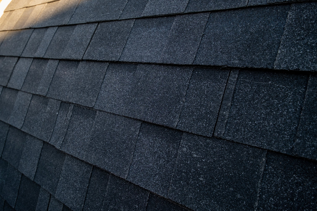 Close-up of black roof shingles on the Dundalk CT MiniPOD 4-Person Sauna