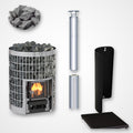 Harvia Cilindro 20 17kW Wood-Burning Sauna Stove package with stainless steel chimney and sauna stones