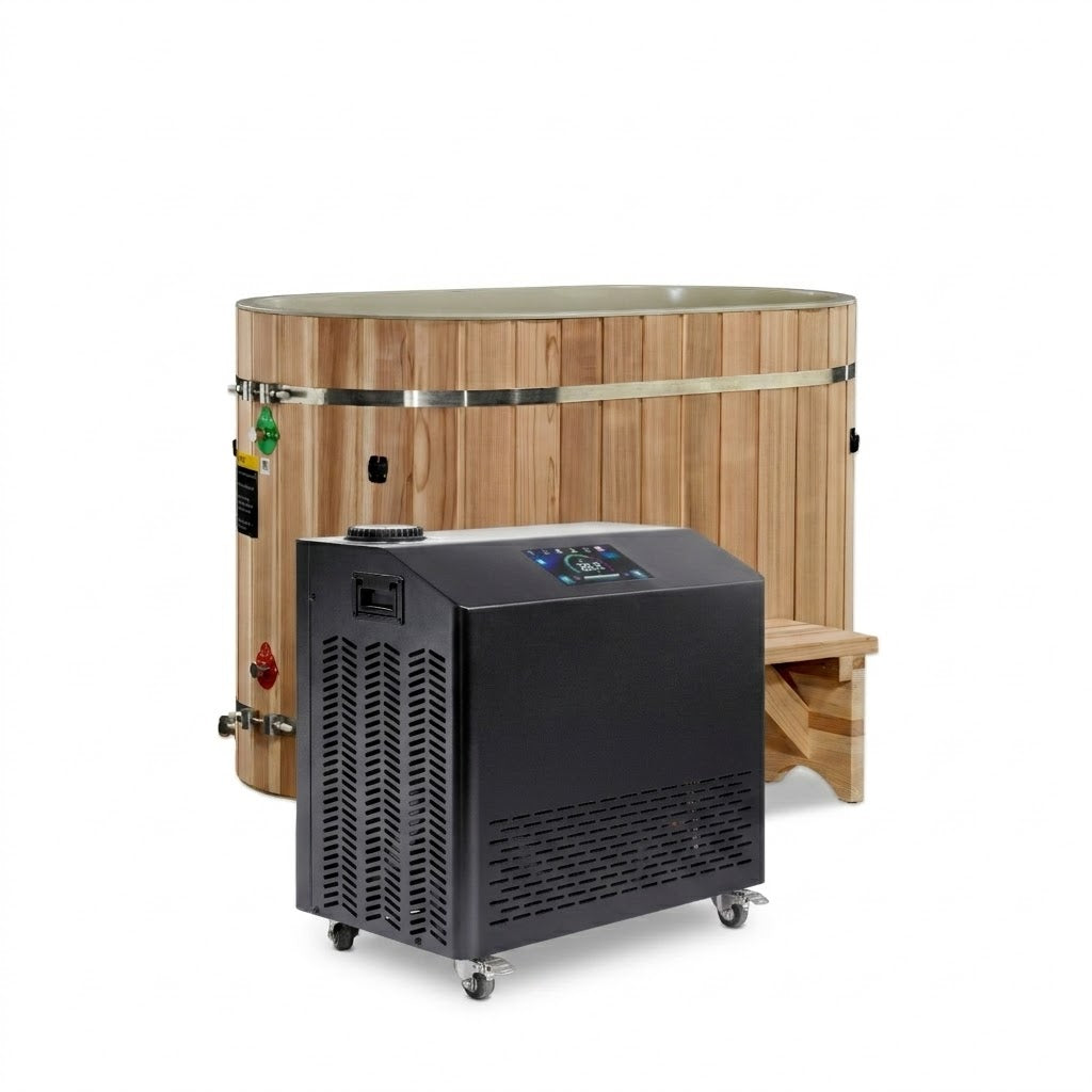 Dynamic Cold Therapy Oval Barrel Cold Plunge Pool - Pacific Cedar Exterior & PVC Interior