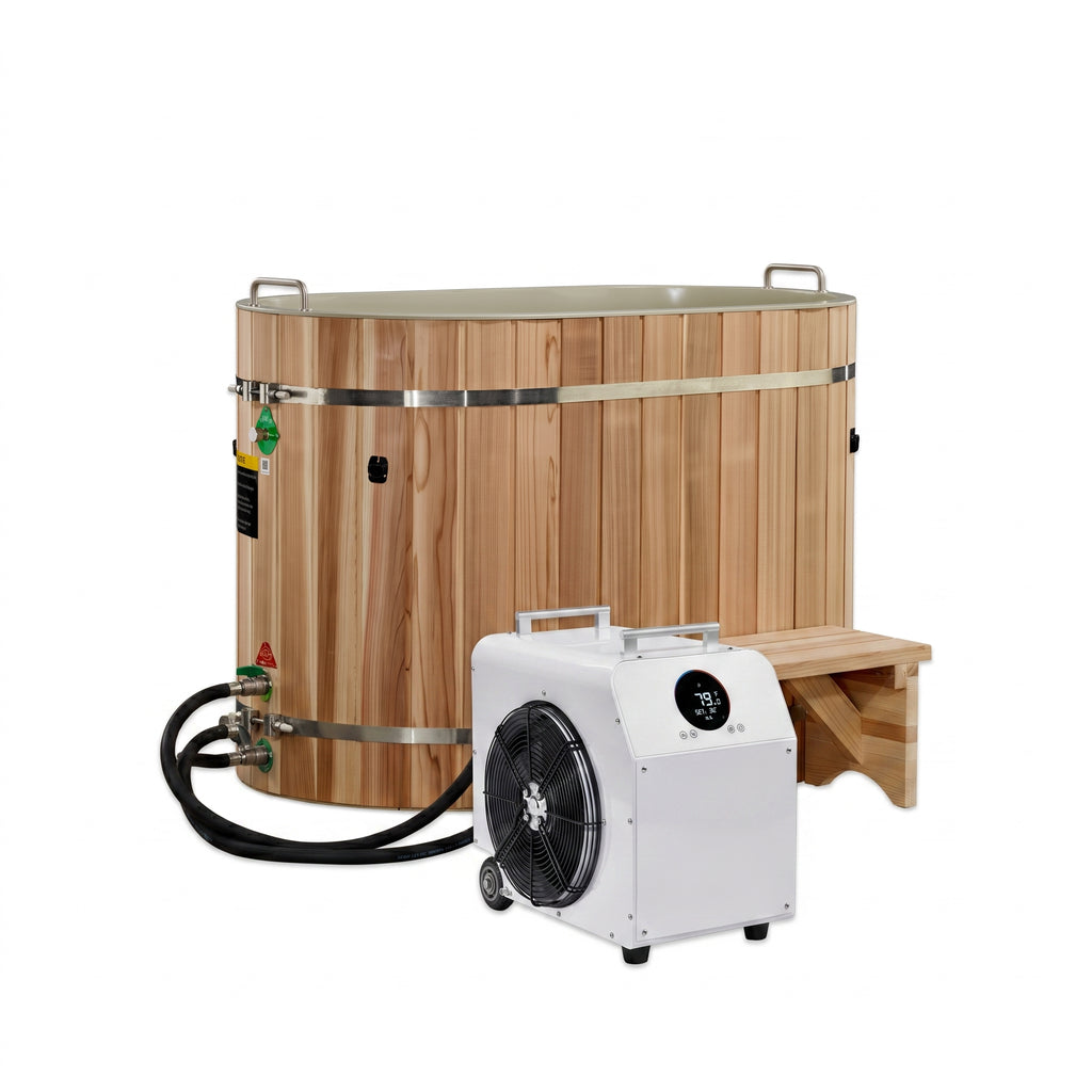 Dynamic Cold Therapy Oval Barrel Cold Plunge Pool - Pacific Cedar Exterior & PVC Interior
