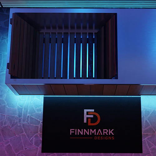 Interior of the Finnmark SoulCold plunge tub with cedar backrest and blue LED lighting