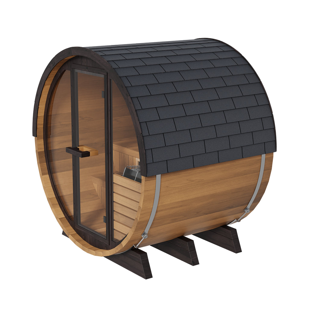 Finnmark FD-6 barrel sauna, left side view