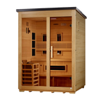 Golden Designs Carinthia Flat Roof 3-Person Outdoor Hybrid Sauna (Full Spectrum)