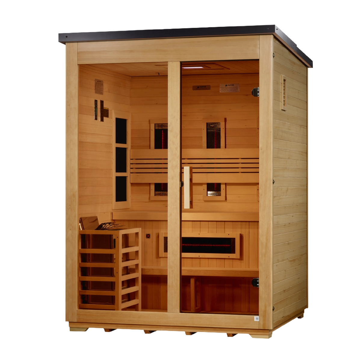 Golden Designs Carinthia Flat Roof 3-Person Outdoor Hybrid Sauna (Full Spectrum)