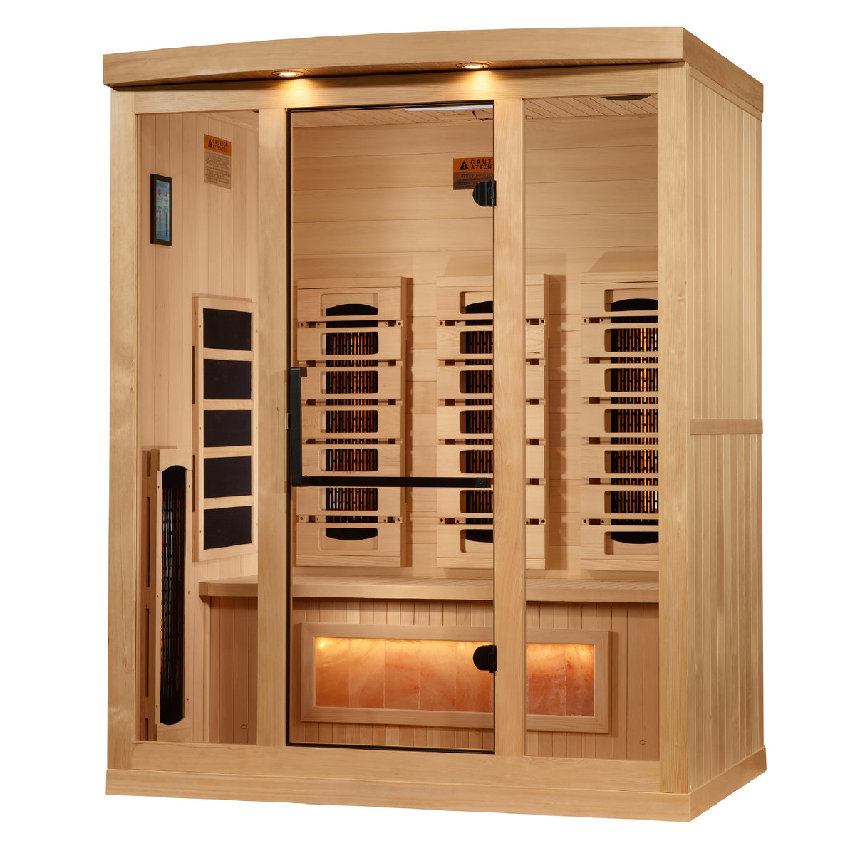 Golden Designs Reserve Edition 3-Person Indoor Full Spectrum Infrared Sauna (Near Zero EMF) — with Himalayan Salt Bars