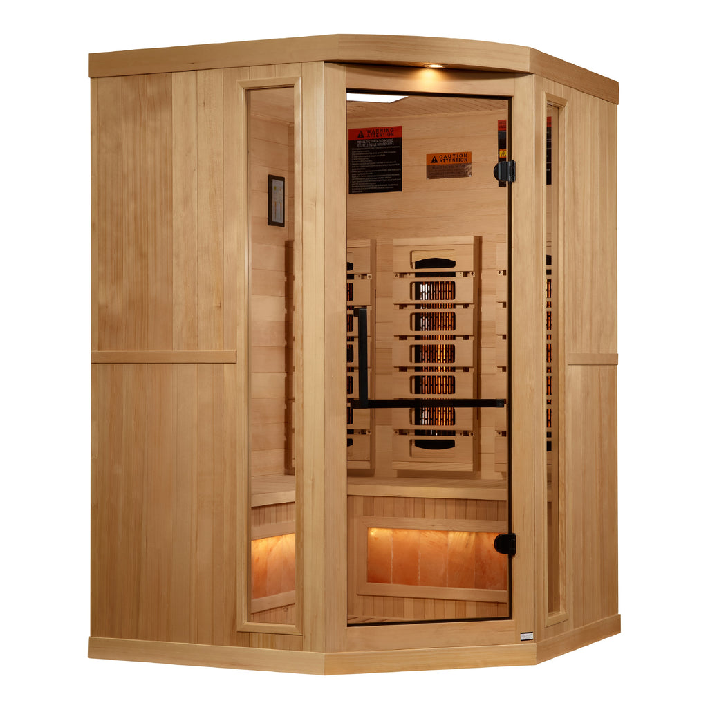 Golden Designs Reserve Edition 3-Person Indoor Corner Full Spectrum Infrared Sauna (Near Zero EMF)