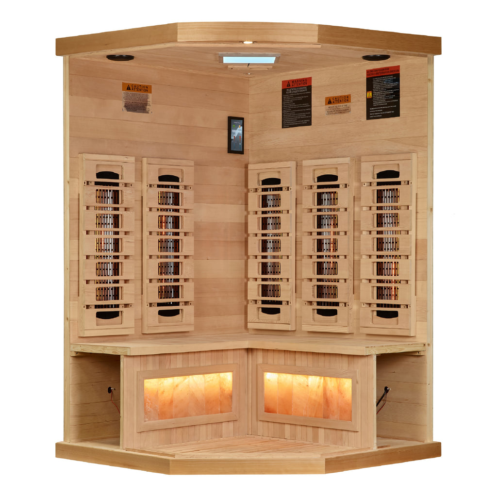 Golden Designs Reserve Edition 3-Person Indoor Corner Full Spectrum Infrared Sauna (Near Zero EMF)