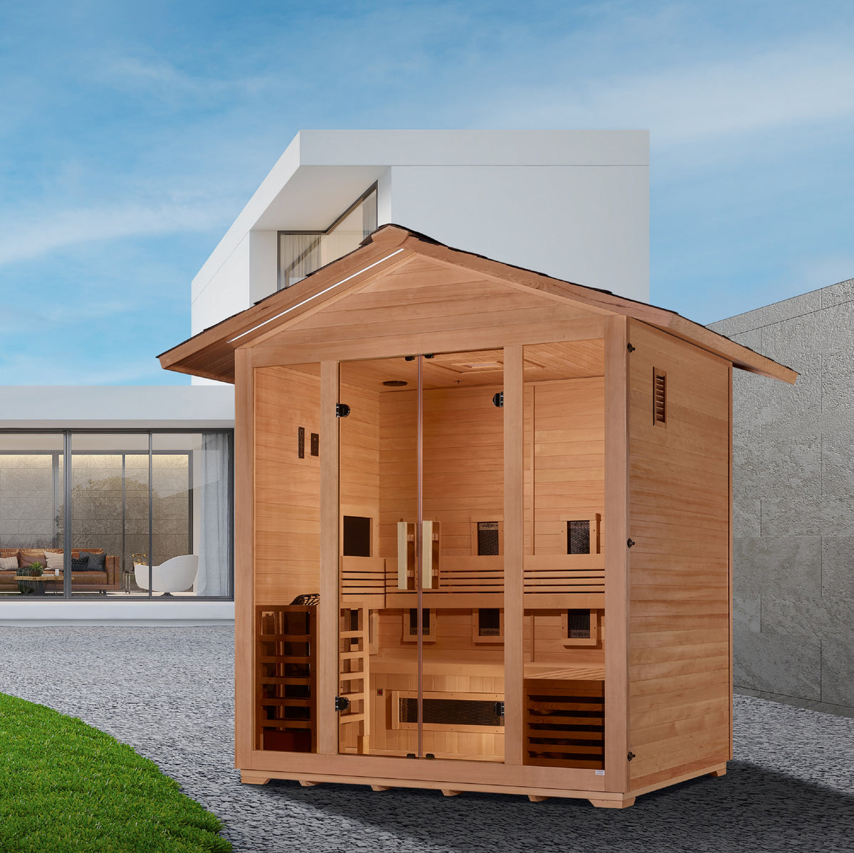 Golden Designs Gargellen 5-Person Outdoor Hybrid Sauna (Full Spectrum)