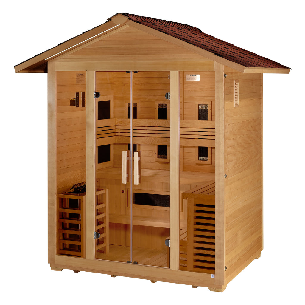 Golden Designs Gargellen 5-Person Outdoor Hybrid Sauna (Full Spectrum)