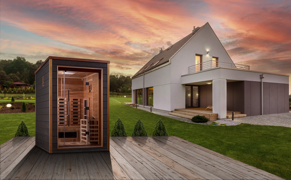Golden Designs Nora 2-Person Outdoor Hybrid Sauna (Full Spectrum)