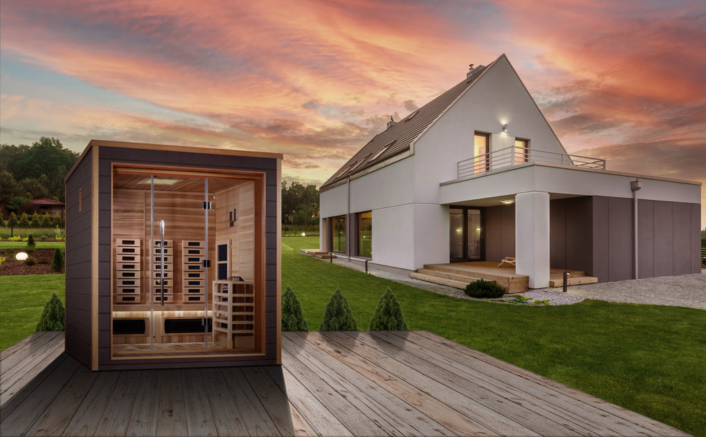 Golden Designs Visby 3-Person Outdoor Hybrid Sauna (Full Spectrum)