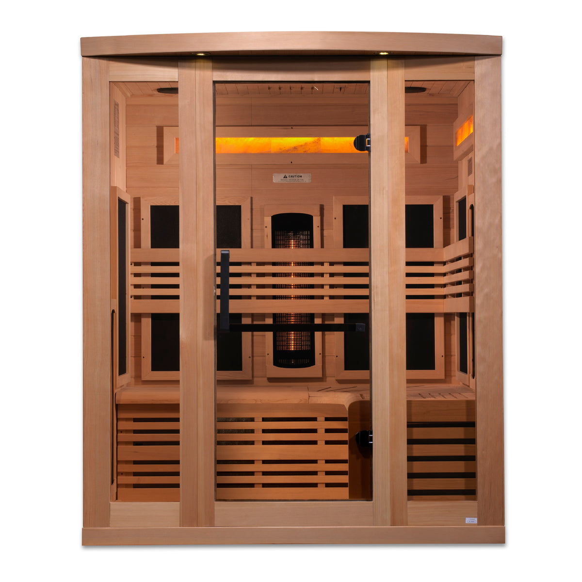 Golden Designs Reserve Edition 3-Person Indoor Full Spectrum Infrared Sauna (Near Zero EMF) — with Himalayan Salt Bar