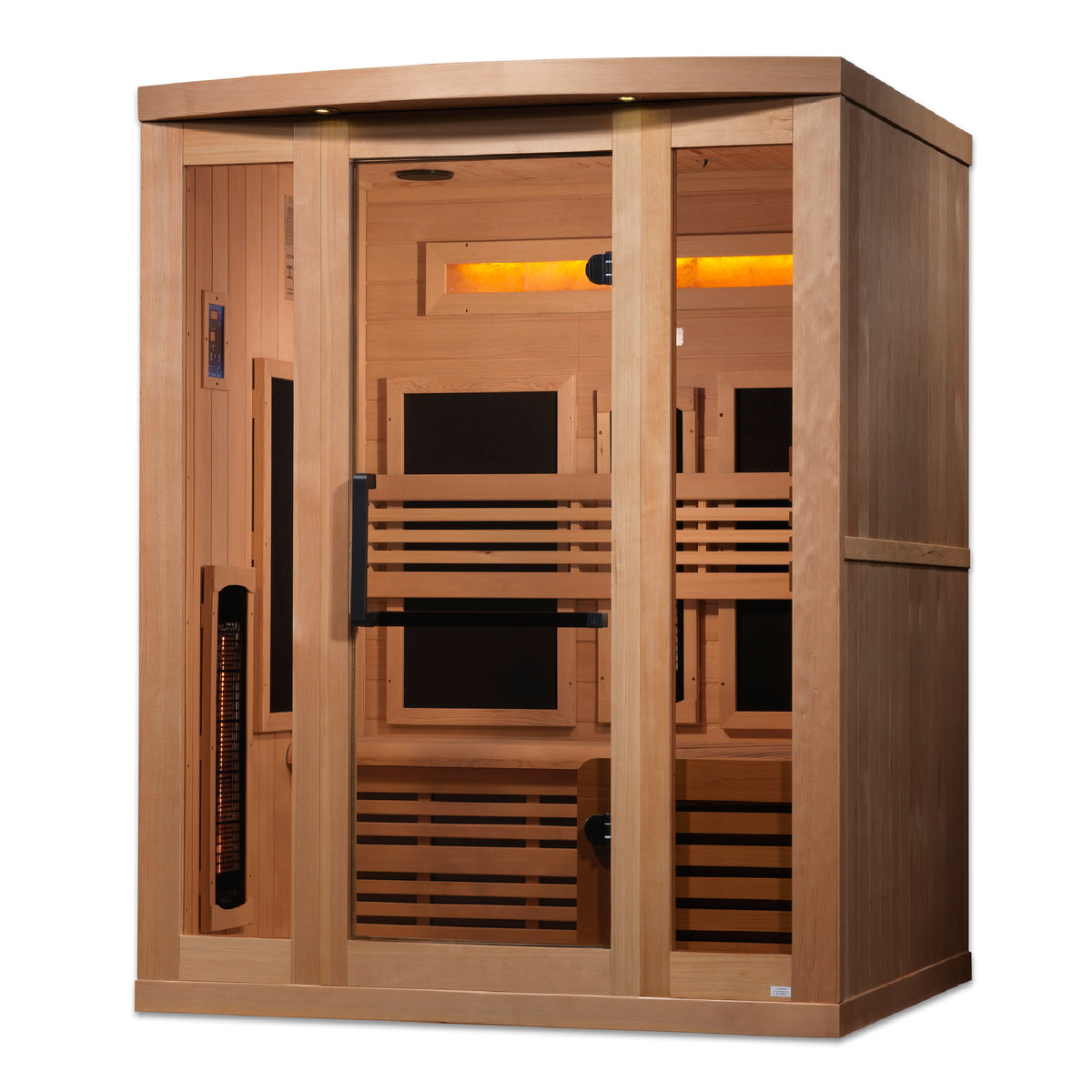 Golden Designs Reserve Edition 3-Person Indoor Full Spectrum Infrared Sauna (Near Zero EMF) — with Himalayan Salt Bar