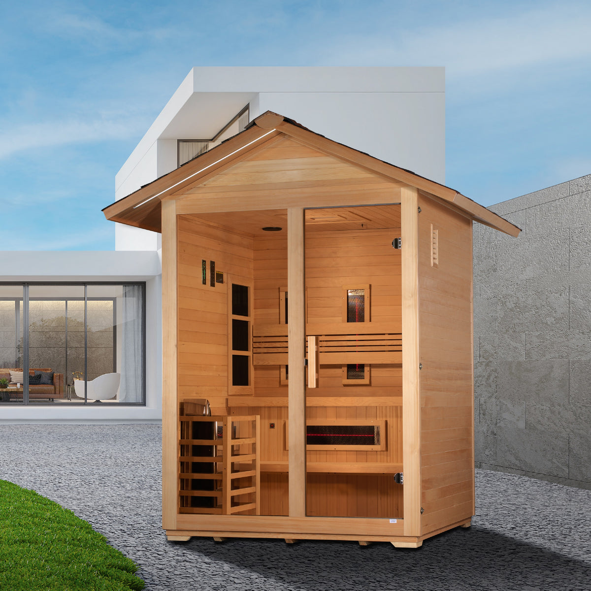 Golden Designs Carinthia 3-Person Outdoor Hybrid Sauna (Full Spectrum)