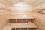Cedar benches inside the Dundalk CT Georgian 6-Person Outdoor Cabin Sauna