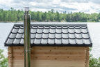 Roof and stove chimney pipe on the Dundalk CT Georgian 6-Person Outdoor Cabin Sauna