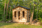 Dundalk CT Georgian 6-Person Cabin Sauna with Change Room exterior in a woodland setting
