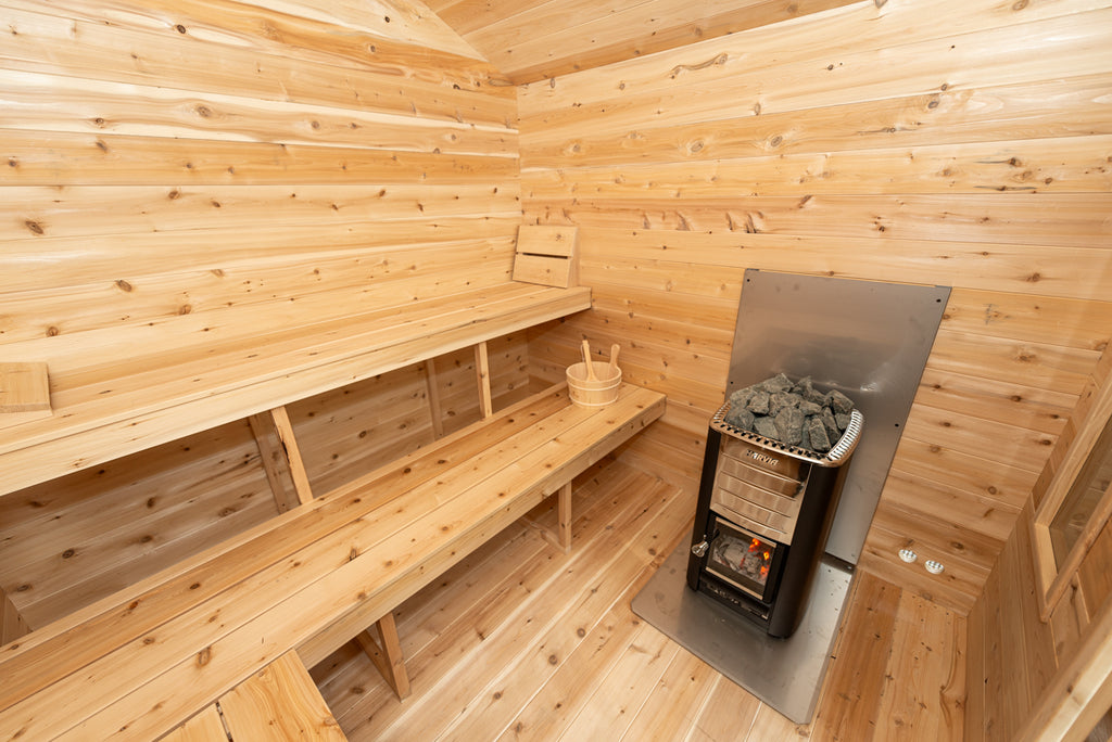 Sauna room of the Dundalk CT Georgian 6-Person Cabin Sauna with Change Room with heater and benches