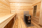 Sauna room interior of the Dundalk CT Georgian 6-Person Cabin Sauna with Change Room with window and heater
