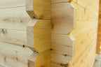 Log corner joint detail on the Dundalk CT Georgian 6-Person Cabin Sauna with Change Room, alternate view