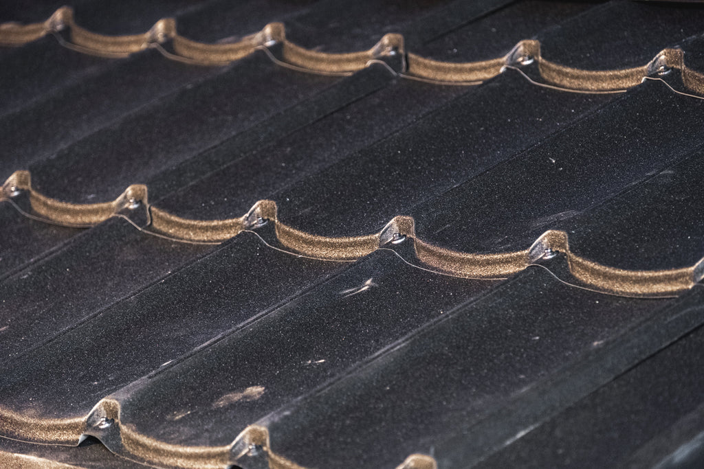 Close-up of the roof tiles on the Dundalk CT Granby 3-Person Outdoor Cabin Sauna