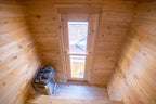 Interior of the Dundalk CT Granby 3-Person Outdoor Cabin Sauna with door window and heater