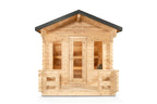 Front view of the Dundalk CT Georgian 6-Person Cabin Sauna with Porch with porch railing