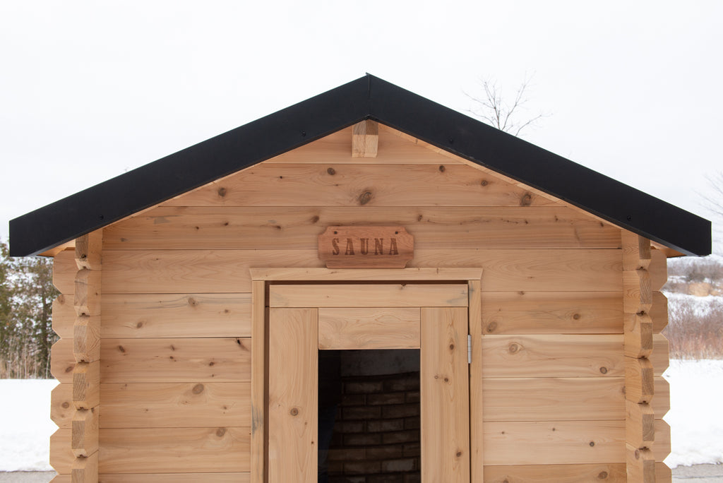 Front door of the Dundalk CT Granby 3-Person Outdoor Cabin Sauna