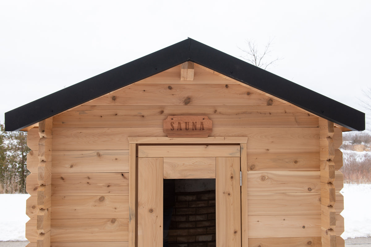 Front door of the Dundalk CT Granby 3-Person Outdoor Cabin Sauna