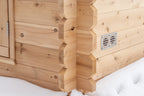 Corner and wall detail on the Dundalk CT Granby 3-Person Outdoor Cabin Sauna