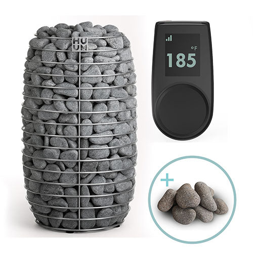 Huum Hive Mini 9kW Sauna Heater package with UKU control panel and sauna stones