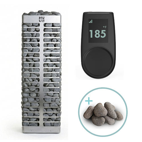 Huum Steel 10.5kW Sauna Heater package with UKU control panel and sauna stones