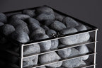 Top view of the Huum Cliff 9kW Sauna Heater stone cage with sauna stones