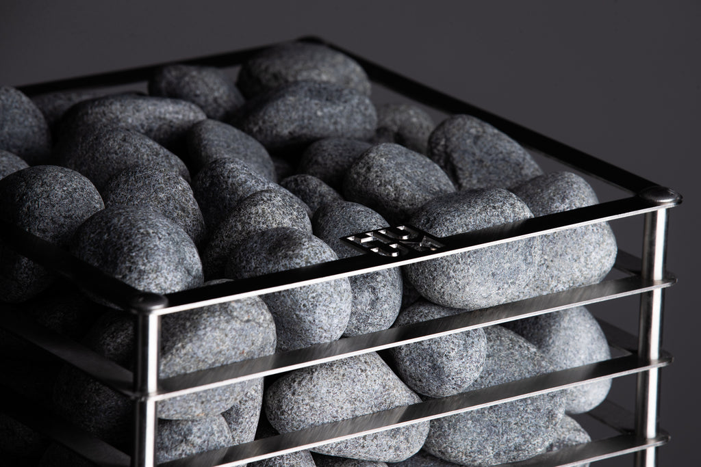 Top view of the Huum Cliff 10.5kW Sauna Heater stone cage with sauna stones