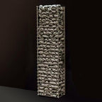 Huum Cliff Mini 3.5kW Sauna Heater front view with sauna stones on a dark background