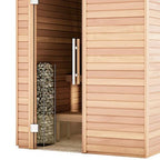 Huum Cliff Mini 3.5kW Sauna Heater in a wooden sauna cabin