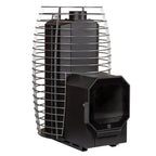 Huum Hive Flow LS 9.8kW wood-burning sauna stove with firebox extension and stainless steel stone cage