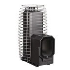 Huum Hive Flow Mini LS 8.5kW wood-burning sauna stove with firebox extension and stainless steel stone cage