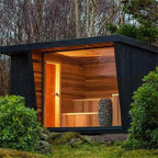 Outdoor sauna cabin with Huum Hive Mini 6kW Sauna Heater inside