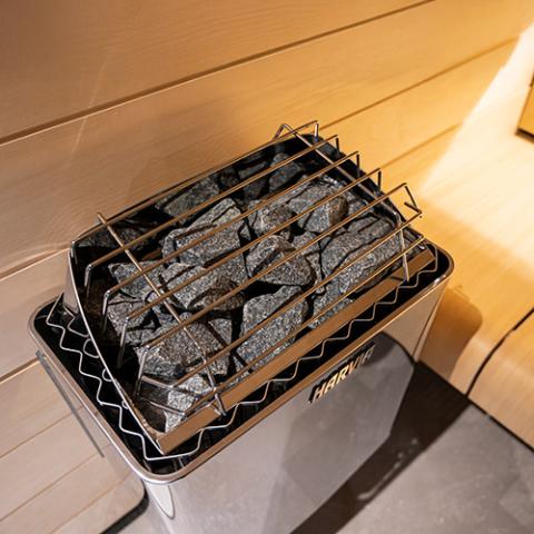 Close-up of the stone rack on the Harvia KIP 6kW Sauna Heater
